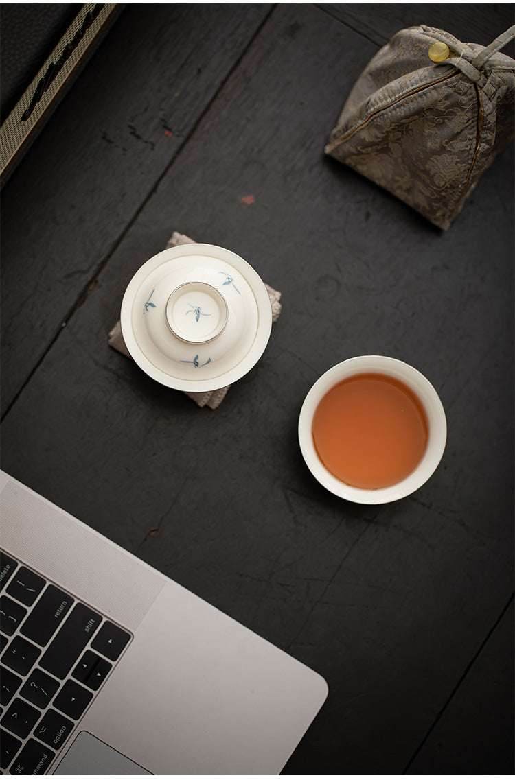 Hand Painted Orchid Ceramic Travel Chinese Tea Set Portable for Solo Use - STAR8S