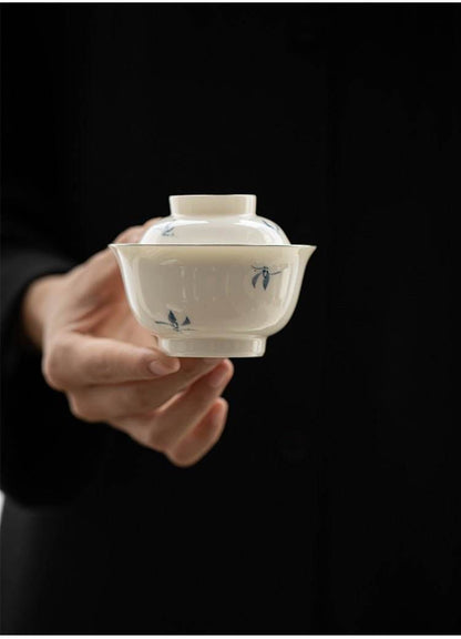 Hand Painted Orchid Ceramic Travel Chinese Tea Set Portable for Solo Use - STAR8S