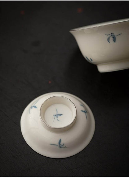 Hand Painted Orchid Ceramic Travel Chinese Tea Set Portable for Solo Use - STAR8S