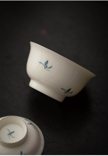 Hand Painted Orchid Ceramic Travel Chinese Tea Set Portable for Solo Use - STAR8S