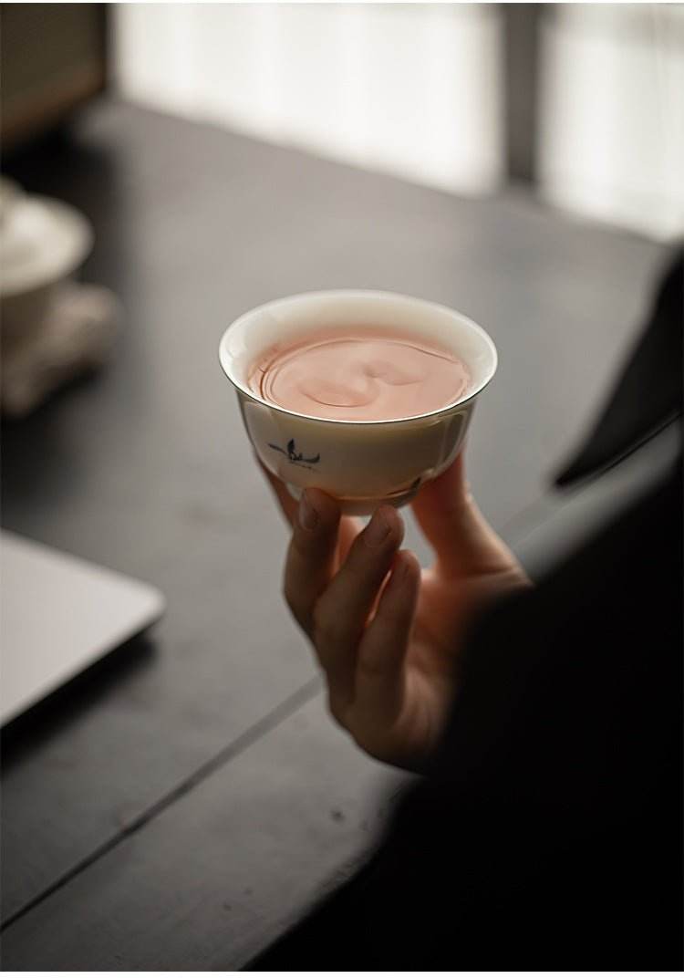 hand painted orchid ceramic travel chinese tea set portable for solo use - star8s