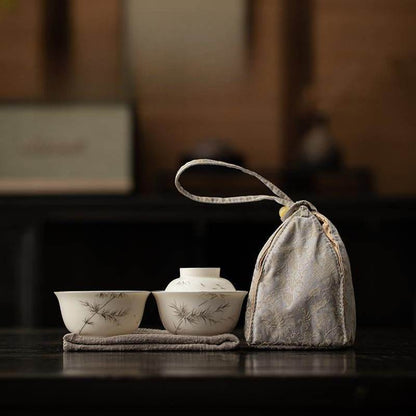 Hand Painted Orchid Ceramic Travel Chinese Tea Set Portable for Solo Use - STAR8S