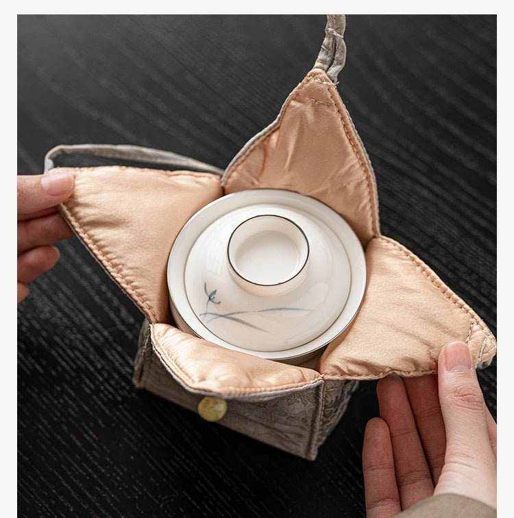 hand painted orchid kuaike cup portable ceramic tea set for camping - star8s