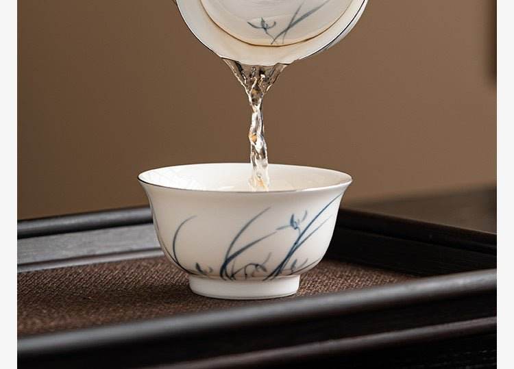 hand painted orchid kuaike cup portable ceramic tea set for camping - star8s