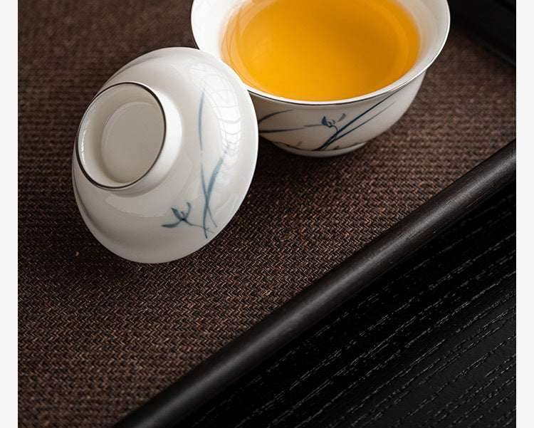 hand painted orchid kuaike cup portable ceramic tea set for camping - star8s