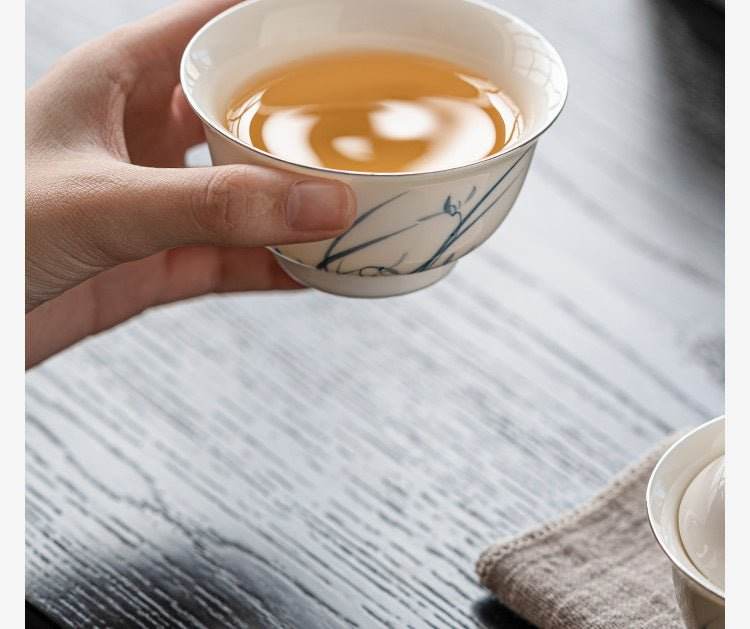 hand painted orchid kuaike cup portable ceramic tea set for camping - star8s