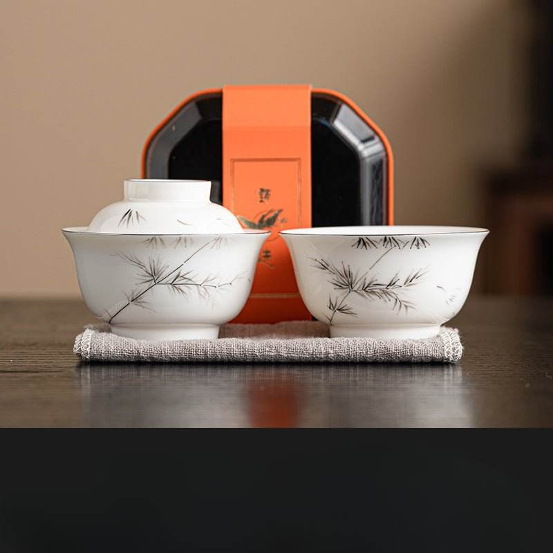 hand painted orchid kuaike cup portable ceramic tea set for camping - star8s