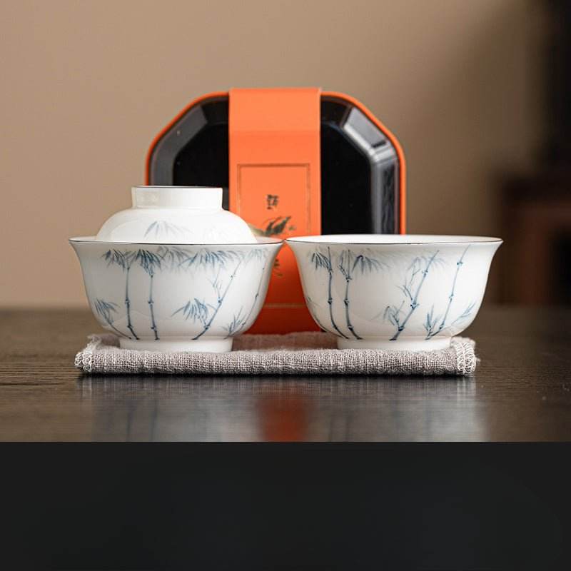 hand painted orchid kuaike cup portable ceramic tea set for camping - star8s