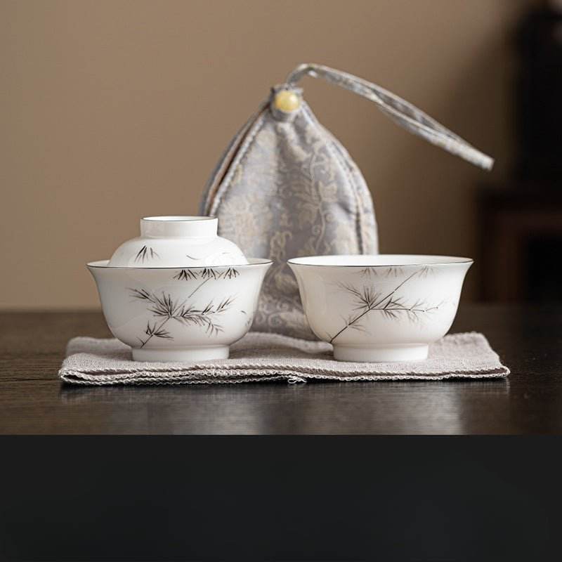 hand painted orchid kuaike cup portable ceramic tea set for camping - star8s