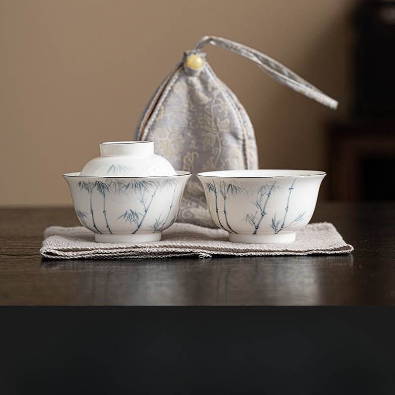 hand painted orchid kuaike cup portable ceramic tea set for camping - star8s