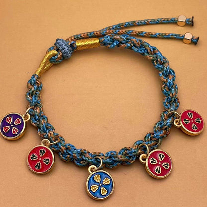 Hand - woven Five - Way God of Wealth & Zajiram Thangka Bracelet, Tibetan - style Jewelry - STAR8S