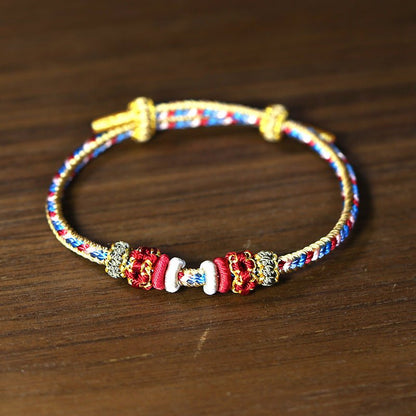 Handcrafted Dunhuang - Style Colorful Red String Bracelet with Five - Colored Pendant for Women's Zodiac Year | STAR8S - STAR8S