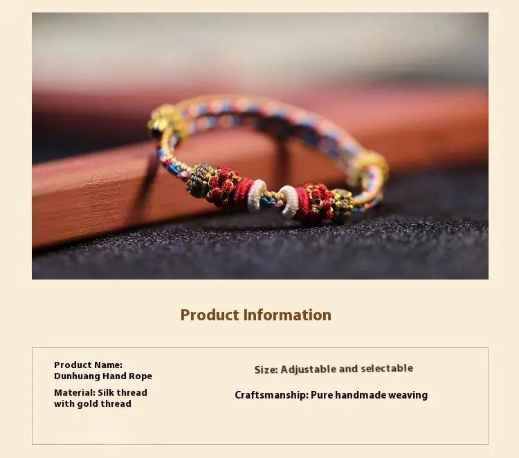 handcrafted dunhuang - style colorful red string bracelet with five - colored pendant for women's zodiac year | star8s - star8s