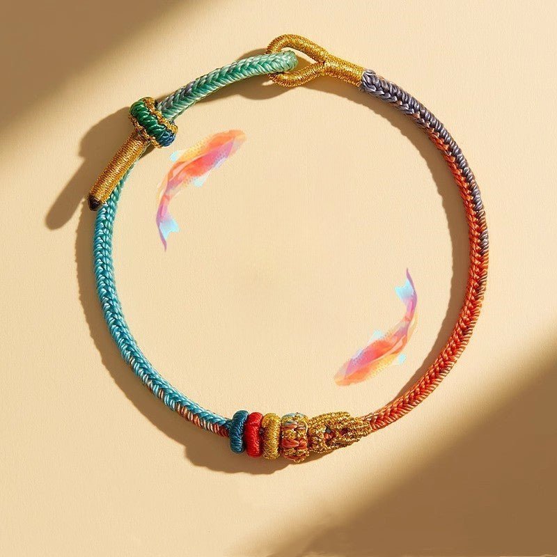 Handcrafted Mandala Seven Wisdom Red String Bracelet for Men & Women - Colorful Koi Fish Lucky Charm Gift - STAR8S