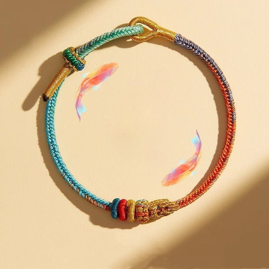 Handcrafted Mandala Seven Wisdom Red String Bracelet for Men & Women - Colorful Koi Fish Lucky Charm Gift - STAR8S