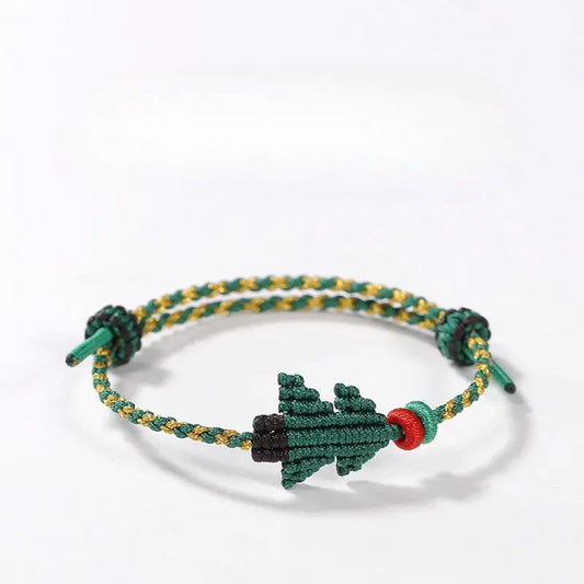 Handcrafted Red String Bracelet – Christmas Tree Knot, Adjustable Gold Bead Blessing Bracelet | STAR8S