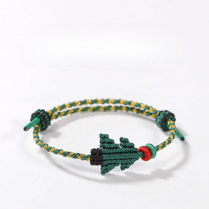 Handcrafted Red String Bracelet – Christmas Tree Knot, Adjustable Gold Bead Blessing Bracelet | STAR8S