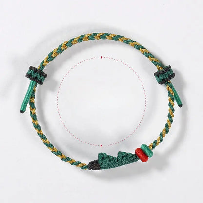 Handcrafted Red String Bracelet – Christmas Tree Knot, Adjustable Gold Bead Blessing Bracelet | STAR8S