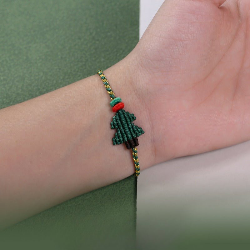 handcrafted red string bracelet – christmas tree knot, adjustable gold bead blessing bracelet | star8s