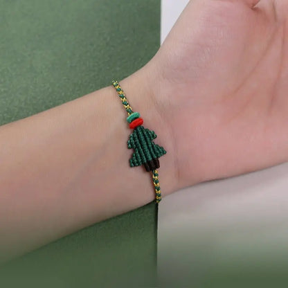 Handcrafted Red String Bracelet – Christmas Tree Knot, Adjustable Gold Bead Blessing Bracelet | STAR8S