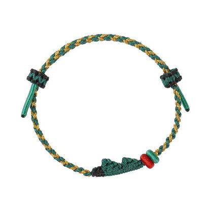 Handcrafted Red String Bracelet – Christmas Tree Knot, Adjustable Gold Bead Blessing Bracelet | STAR8S