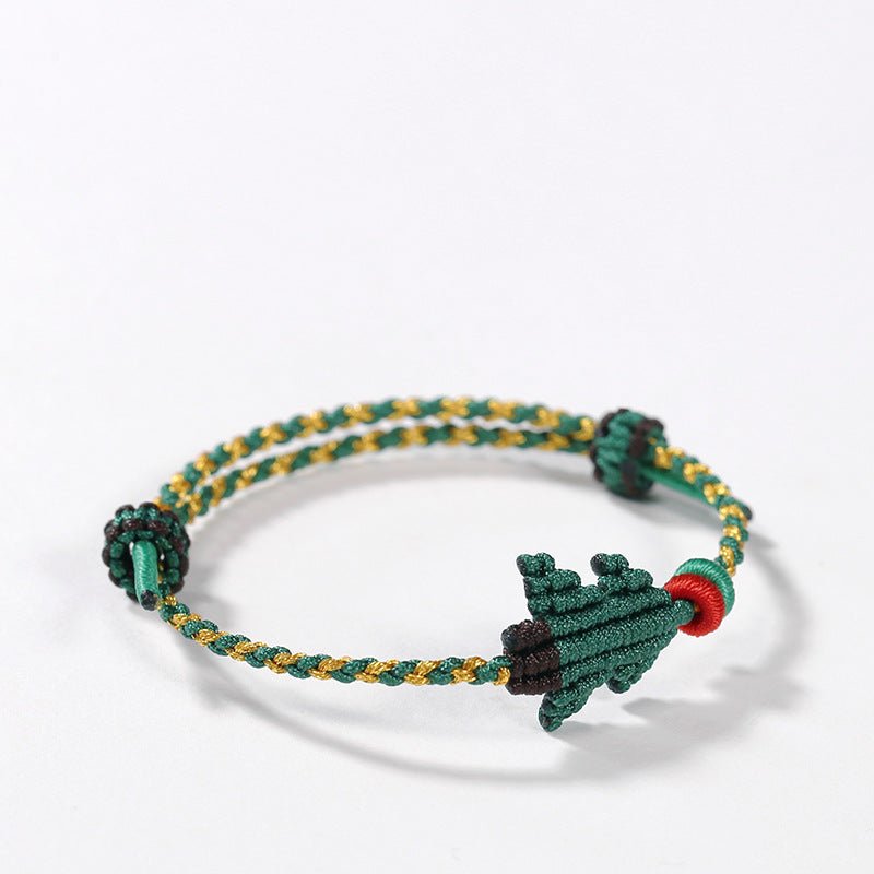 handcrafted red string bracelet – christmas tree knot, adjustable gold bead blessing bracelet | star8s