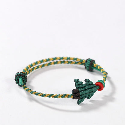 Handcrafted Red String Bracelet – Christmas Tree Knot, Adjustable Gold Bead Blessing Bracelet | STAR8S