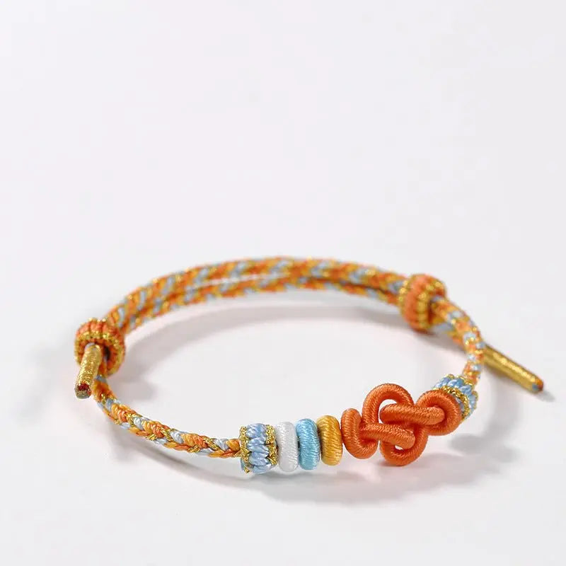 handcrafted red string bracelet – christmas tree knot, adjustable gold bead blessing bracelet | star8s