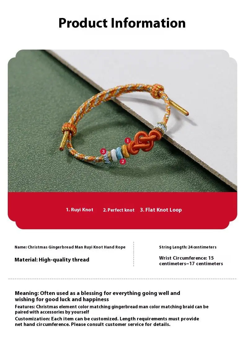 Handcrafted Red String Bracelet – Christmas Tree Knot, Adjustable Gold Bead Blessing Bracelet | STAR8S