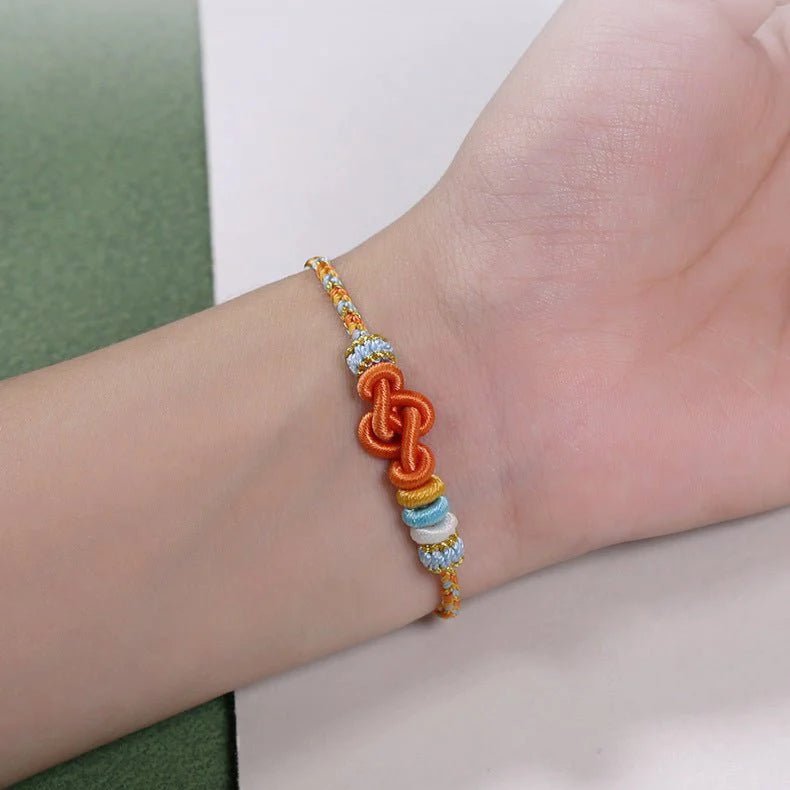 handcrafted red string bracelet – christmas tree knot, adjustable gold bead blessing bracelet | star8s - star8s