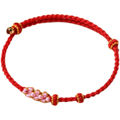 Handcrafted Red String Bracelet – Peach Blossom Design – Valentine’s Day Gift for Her | STAR8S - STAR8S