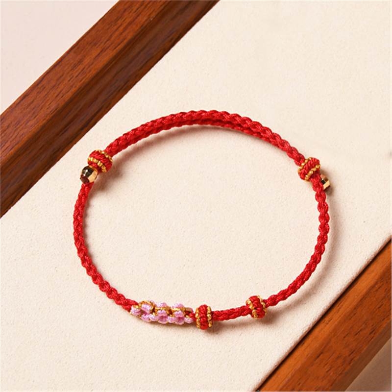 Handcrafted Red String Bracelet – Peach Blossom Design – Valentine’s Day Gift for Her | STAR8S - STAR8S
