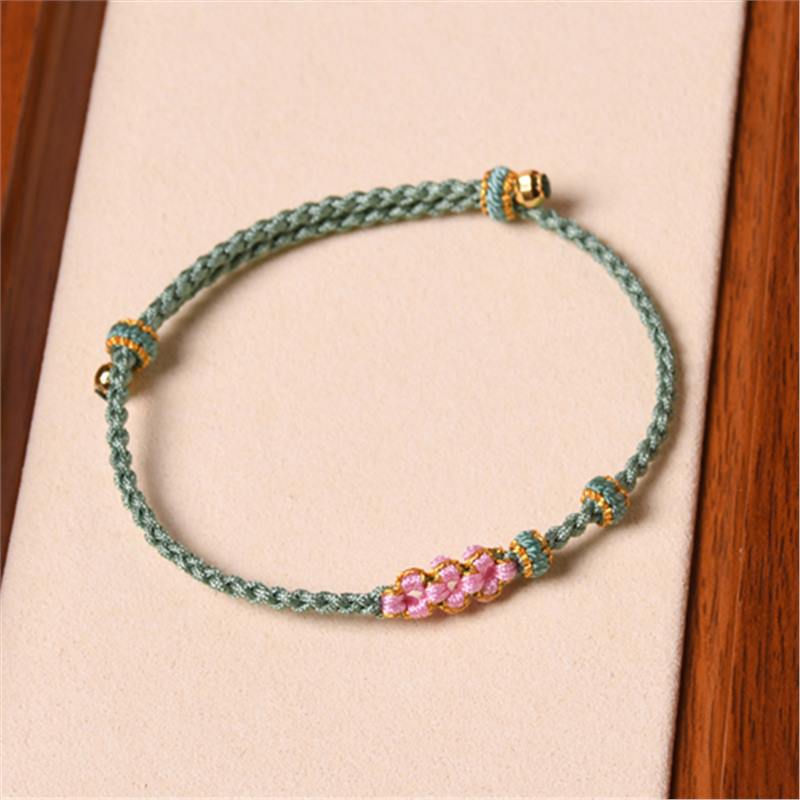 Handcrafted Red String Bracelet – Peach Blossom Design – Valentine’s Day Gift for Her | STAR8S - STAR8S