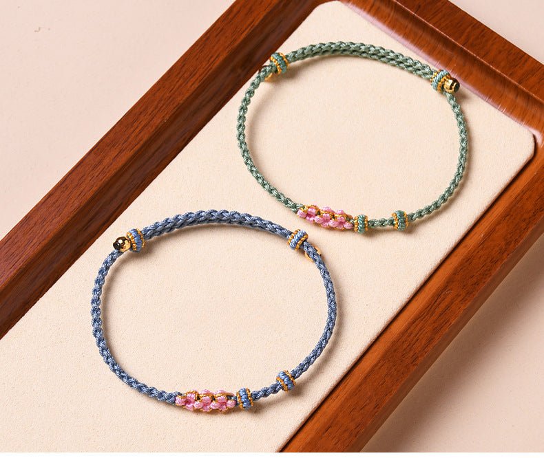 Handcrafted Red String Bracelet – Peach Blossom Design – Valentine’s Day Gift for Her | STAR8S - STAR8S