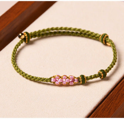 Handcrafted Red String Bracelet – Peach Blossom Design – Valentine’s Day Gift for Her | STAR8S - STAR8S