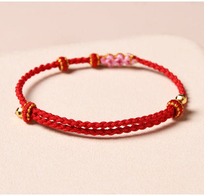 Handcrafted Red String Bracelet – Peach Blossom Design – Valentine’s Day Gift for Her | STAR8S - STAR8S
