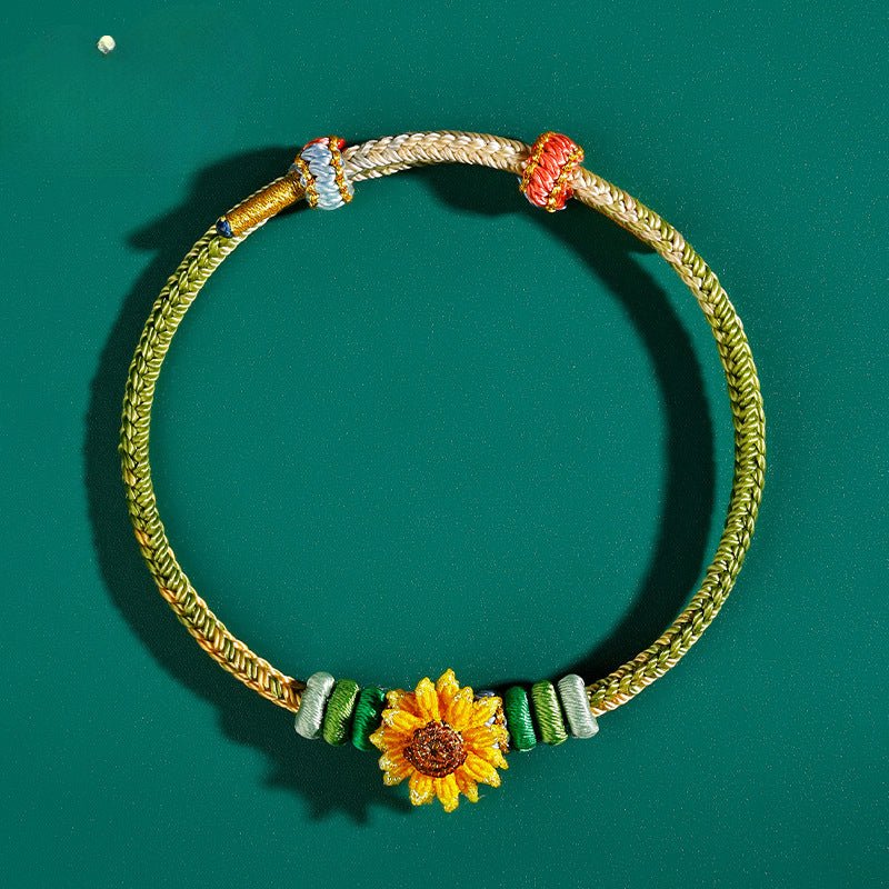Handcrafted Red String Bracelet – Sunflower Design – Lucky Charm for Exams and Success | STAR8S - STAR8S