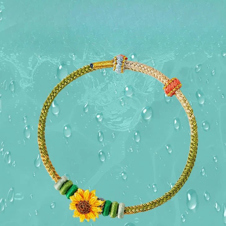 handcrafted red string bracelet – sunflower design – lucky charm for exams and success | star8s - star8s