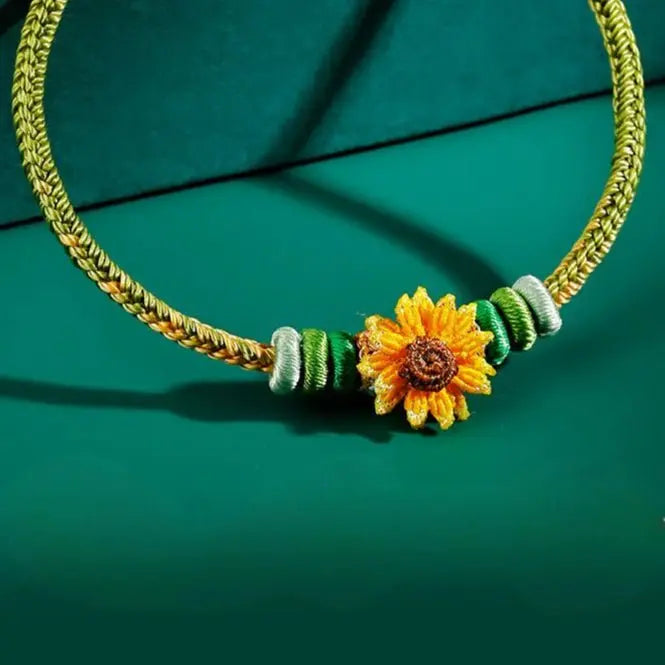 Handcrafted Red String Bracelet – Sunflower Design – Lucky Charm for Exams and Success | STAR8S - STAR8S