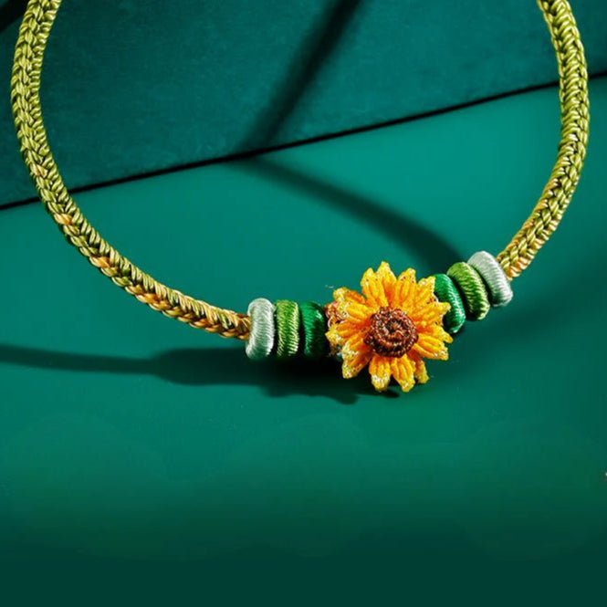 Handcrafted Red String Bracelet – Sunflower Design – Lucky Charm for Exams and Success | STAR8S - STAR8S