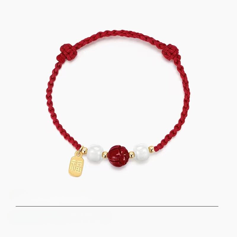 handcrafted red string bracelet with hetian jade & blessing pendant – adjustable & meaningful gift for women - star8s
