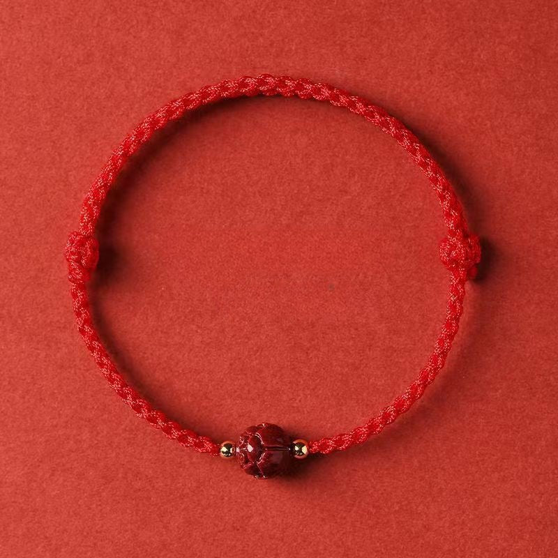 Handcrafted Red String Bracelet with Hetian Jade & Blessing Pendant – Adjustable & Meaningful Gift for Women - STAR8S
