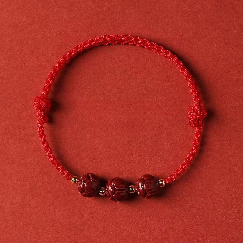 handcrafted red string bracelet with hetian jade & blessing pendant – adjustable & meaningful gift for women - star8s