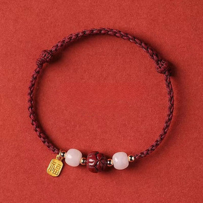 Handcrafted Red String Bracelet with Hetian Jade & Blessing Pendant – Adjustable & Meaningful Gift for Women - STAR8S