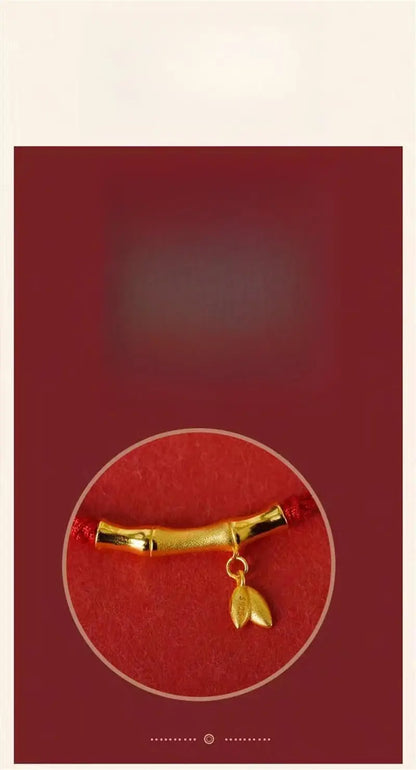 Handmade Bamboo Segment Red String Bracelet with S925 Silver Plated Gold, Good Luck Charm for Exams - STAR8S
