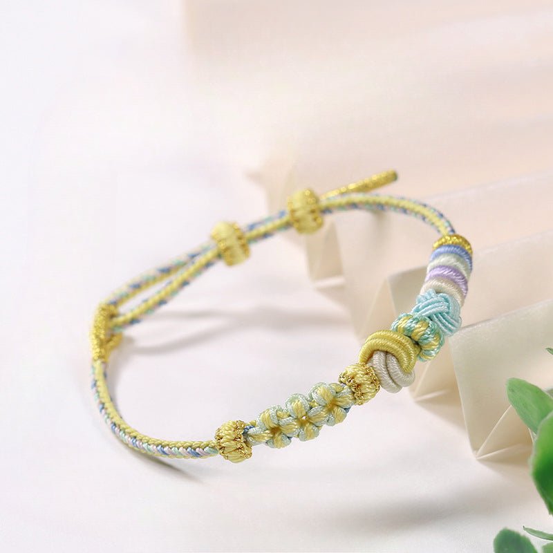 handmade braided peach blossom knot bracelet – adjustable chinese knot wrist cord for luck & style | star8s