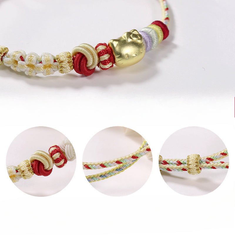 handmade braided peach blossom knot bracelet – adjustable chinese knot wrist cord for luck & style | star8s