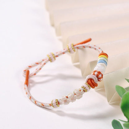 Handmade Braided Peach Blossom Knot Bracelet – Adjustable Chinese Knot Wrist Cord for Luck & Style | STAR8S