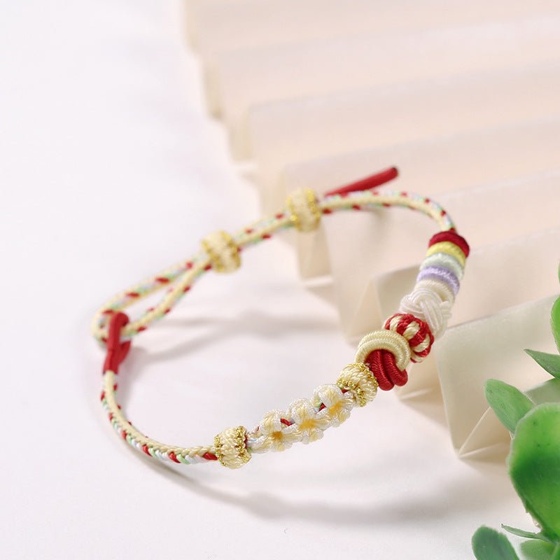 Handmade Braided Peach Blossom Knot Bracelet – Adjustable Chinese Knot Wrist Cord for Luck & Style | STAR8S