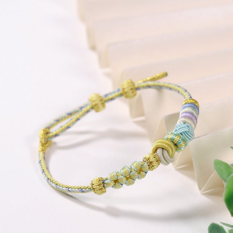 handmade braided peach blossom knot bracelet – adjustable chinese knot wrist cord for luck & style | star8s